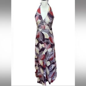 ⭐️3/$12⭐️ Elegant Halter Neck Leaf Print Dress